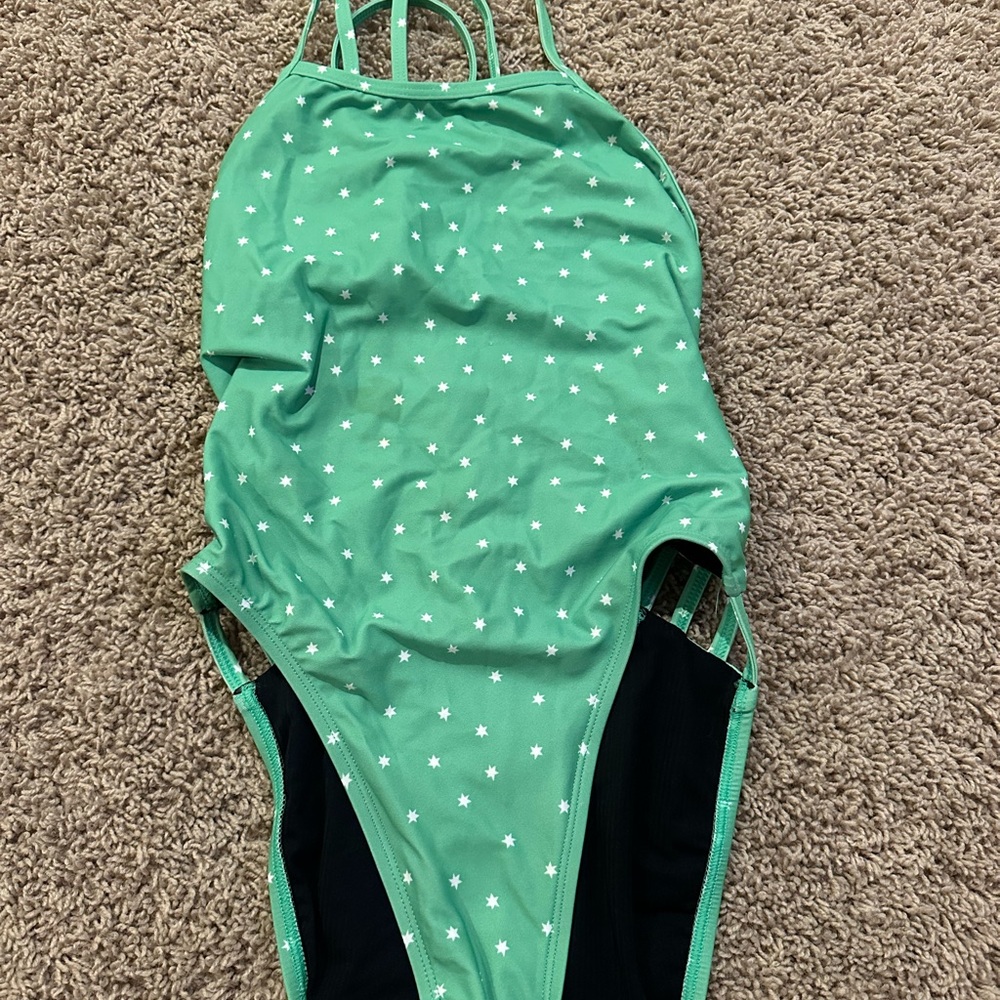 Women Green Star-Print Jolyn training one-Piece Swimsuit